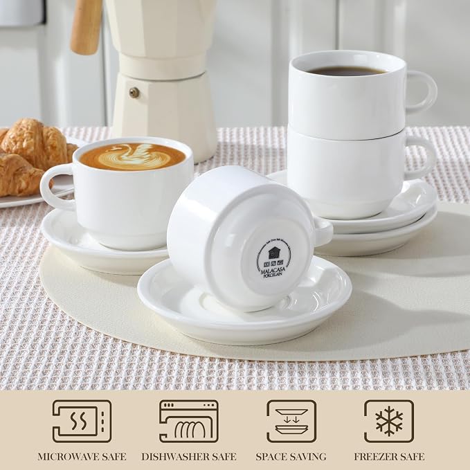 MALACASA 8 OZ Porcelain Espresso Cups - Image 4