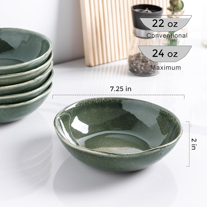 AmorArc Ceramic Cereal Bowls Set of 6, 24 oz Handmade Stoneware Bowls - Image 2