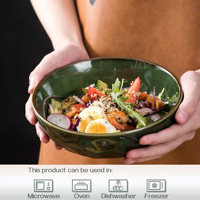 vicrays Ceramic Pasta Bowls Set, 32 Ounce Soup Bowls, Large Salad Bowls - Image 5