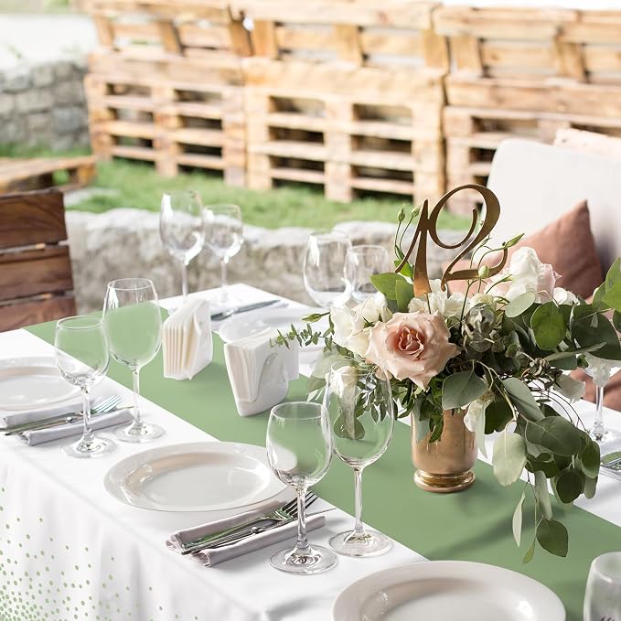 6Pcs White and Sage Green Tablecloth Decorations, Plastic White Table Cloth - Image 5