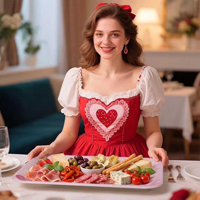 Vesici 4 Pack Valentine's Day Melamine Serving Trays, 13x10 Large Rectangular - Image 7