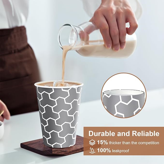 Coffee Cups 12 oz Paper Cups, Disposable Coffee Cups, 12 oz Hot/Cold Cups - Image 6