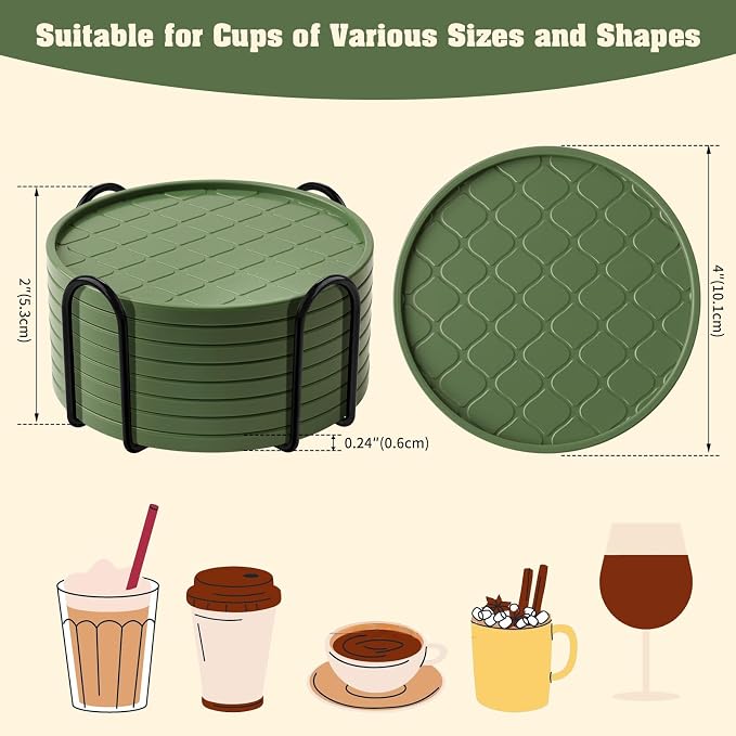 Coasters Set of 8, Hot or Cold Drink Coasters - Image 4