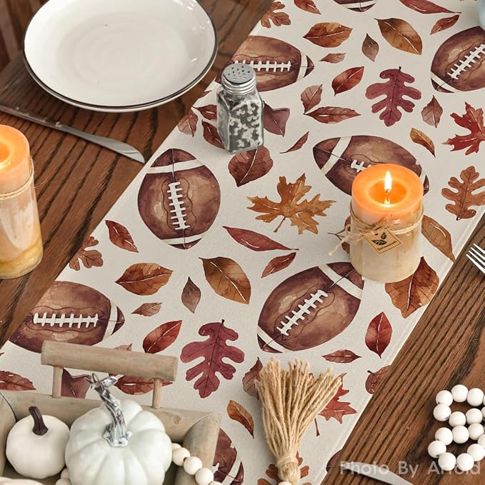 Artoid Mode 210 GSM Fall Table Runner 13x108 Inch Home Party Decor | Rugby - Image 7