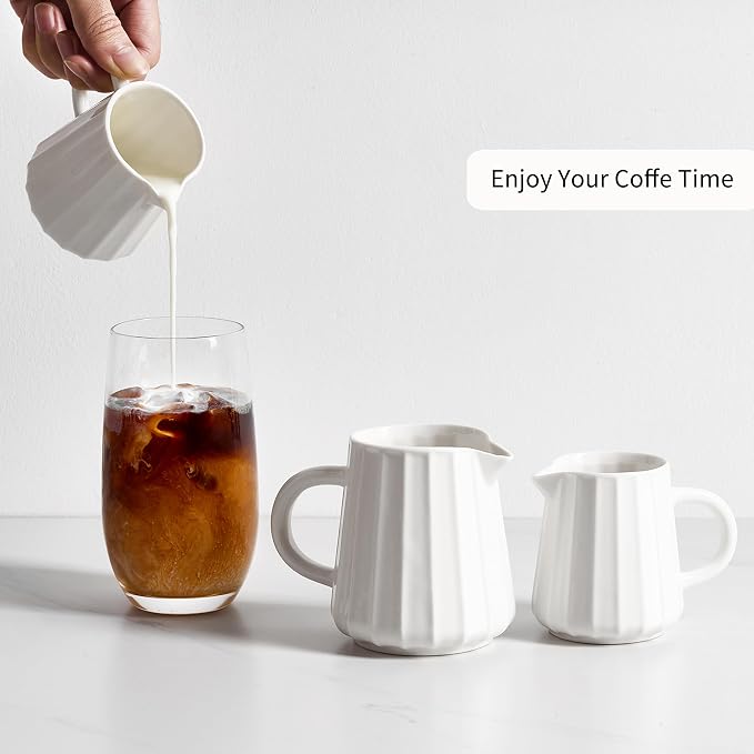 Gurygo Wave Shaped 2 Pack 5 Oz Classic White Creamer - Image 4