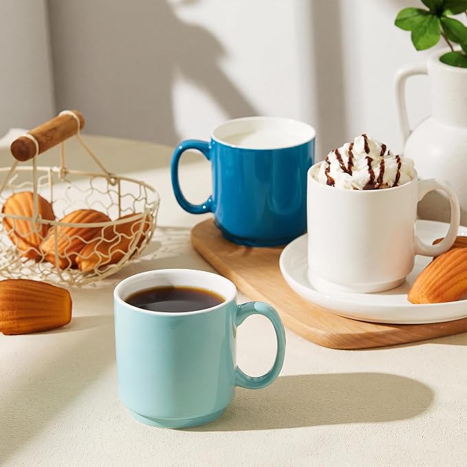Sweese Stackable Coffee Mugs - 10 Oz Porcelain Cups - Image 4