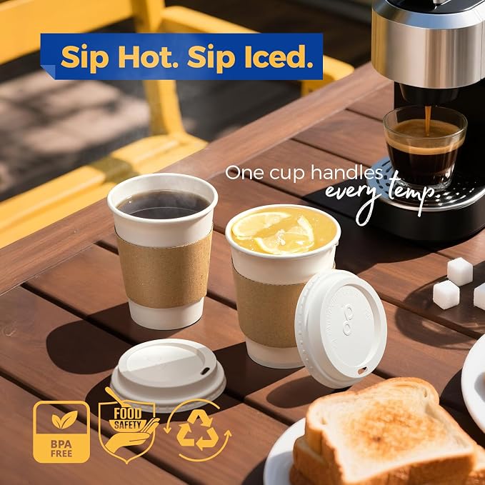 Fit Meal Prep 100 Pack 12 oz Disposable Coffee Cups - Image 5