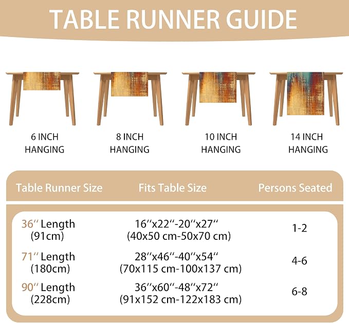 Small Table Runner Vintage Abstract Blue and Orange Table Runner Messy Rust - Image 7