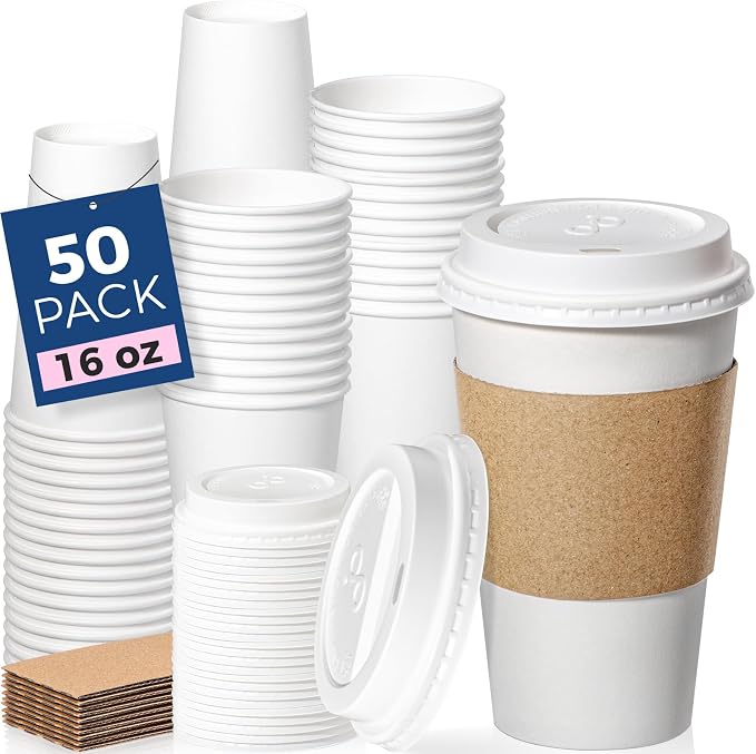 Fit Meal Prep 50 Pack 16 oz Disposable Coffee Cups by FMPBRANDS