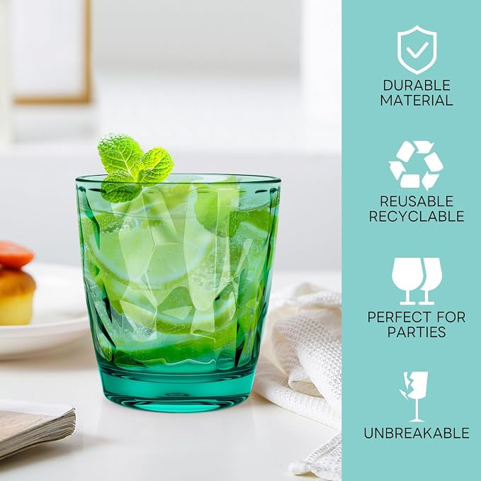 Topsky 10 oz Plastic Water Tumblers | Set of 4 Transparent Unbreakable Drinking - Image 3