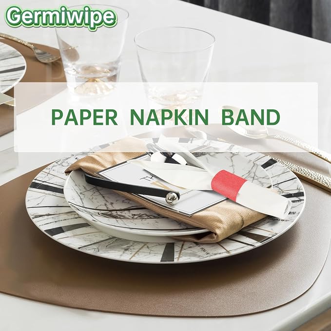 Germiwipe Paper Napkin Band Box of 500, Napkin Rings Self Adhesive, Family - Image 5