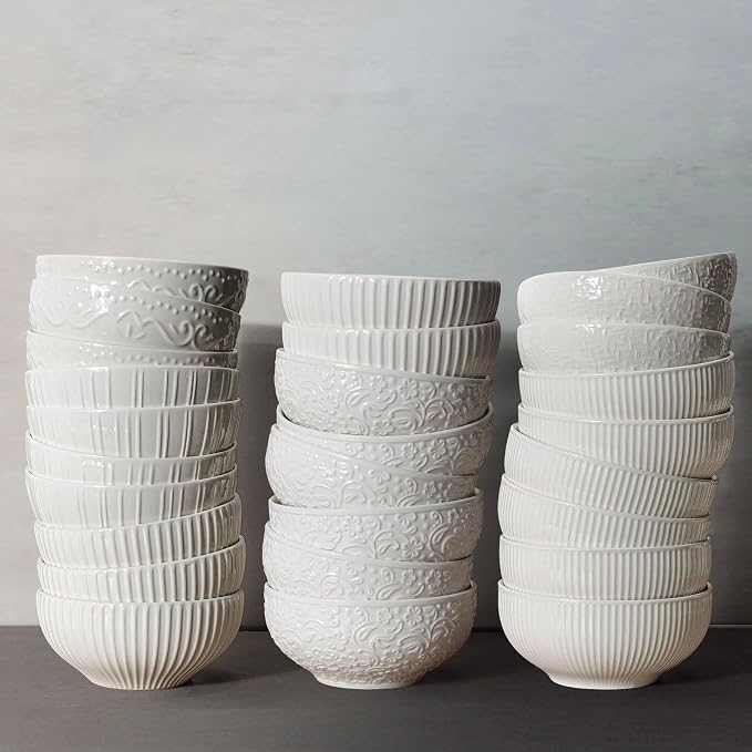 Ceramic Cereal Bowls 26 OZ, Embossment Soup Bowls - Image 7