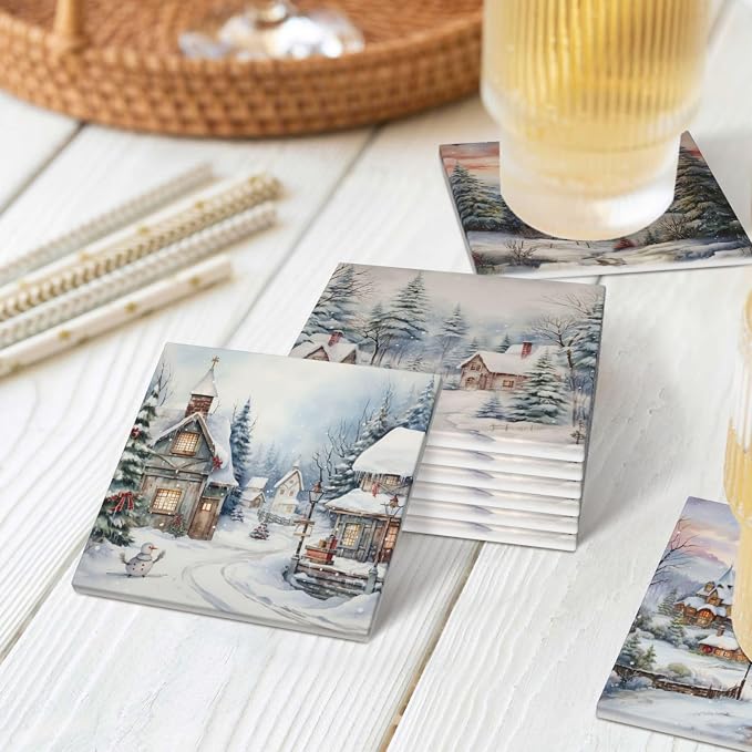 Coasters Set of 6, Coasters for Drinks Absorbent Stone - Image 8