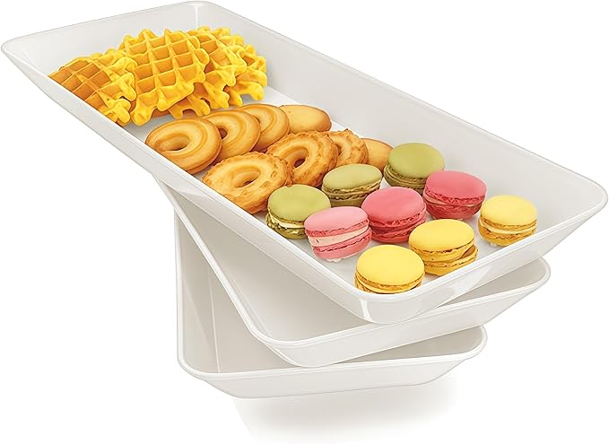 Serving Tray Platter Rectangle, Plastic White Food Trays by Unknown