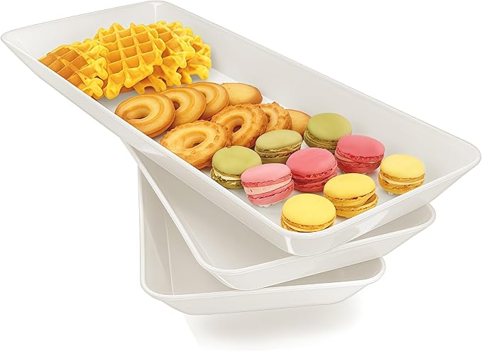 Serving Tray Platter Rectangle, Plastic White Food Trays by Unknown