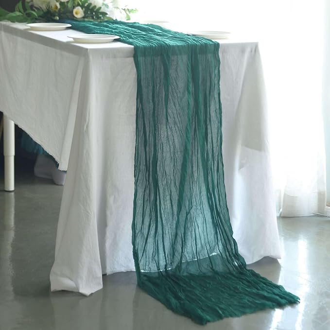 Efavormart 10ft Peacock Teal Cheesecloth Table Runner - Image 5