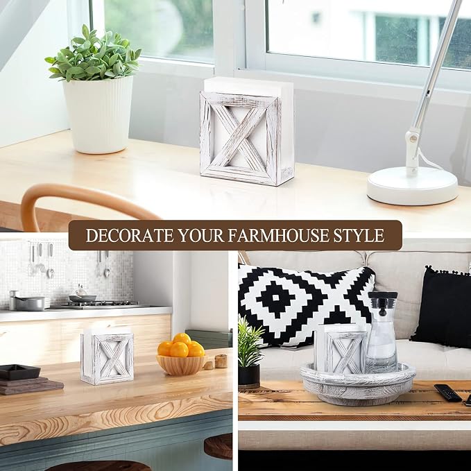Farmhouse Wooden Napkin Holder for Tables, Rustic Kitchen Decor | for Counter - Image 6