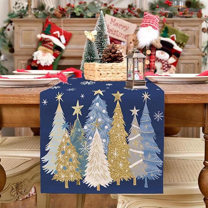 Christmas Table Runner 13x90 Inch, Xmas Trees Snowflakes Holiday Decorative - Image 7