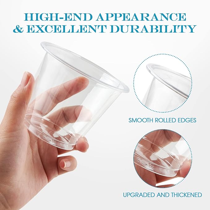 Turbo Bee 300 Pack 9oz Clear Plastic Cups, Disposable Crystal Drinking Cups - Image 3