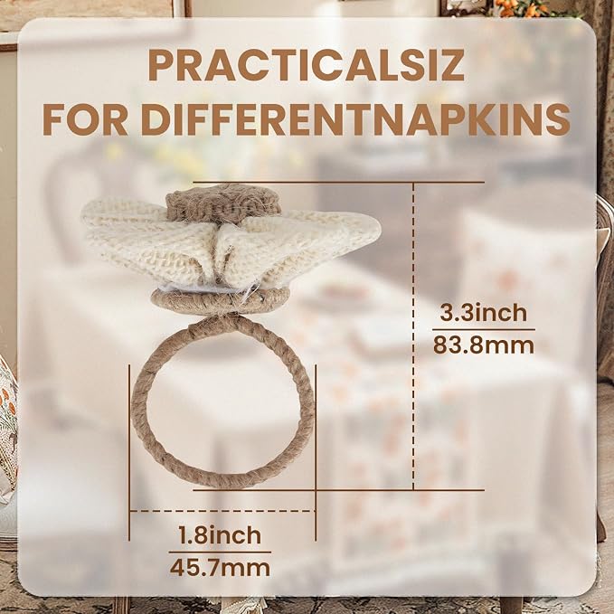 Napkin Rings Set of 12 Handmade Rustic Napkin Rings Reusable Boho Napkin Ring - Image 3