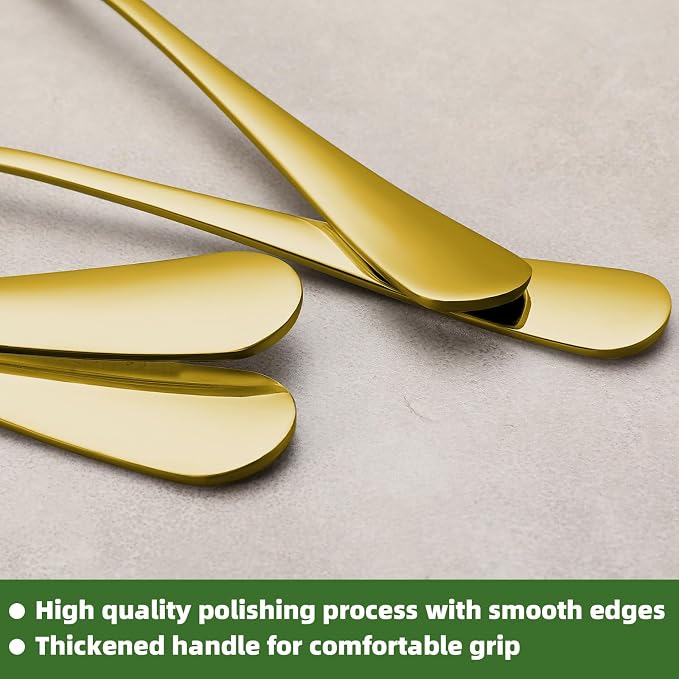 24 Pcs Gold Forks and Spoons Silverware Set, Food Grade Stainless Steel - Image 4