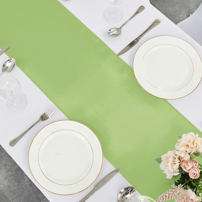 4-Pack Green Satin Table Runner 12 x 108 Inch Long Bright and Smooth Silk - Image 7