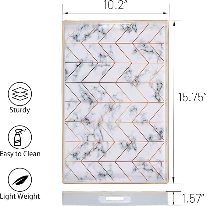 White Serving Trays, Plastic Rectangular Serving Tray - Image 2