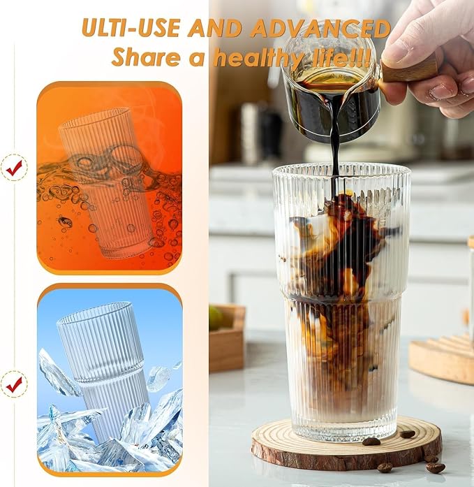 20 oz Glass Tumblers, Iced Coffee Cups - Image 2