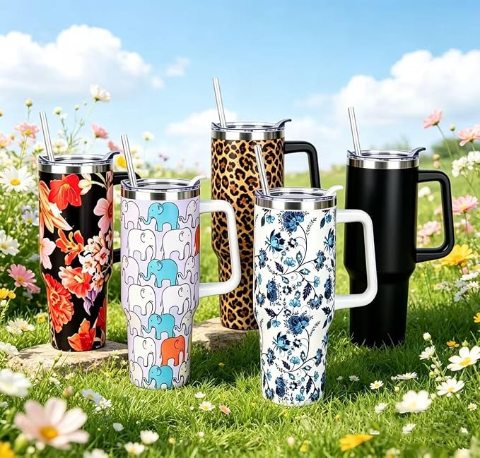SYACOT 40 oz Tumbler with Handle and Straw Stainless Steel Insulated Tumbler - Image 7