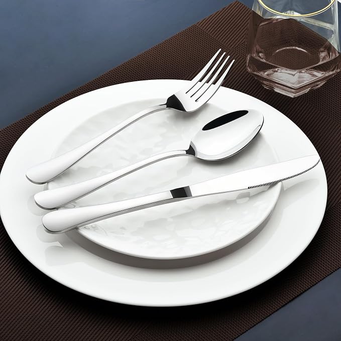 Silverware Set for 6, 30 Piece Stainless Steel Flatware Utensils Cutlery Set | - Image 4