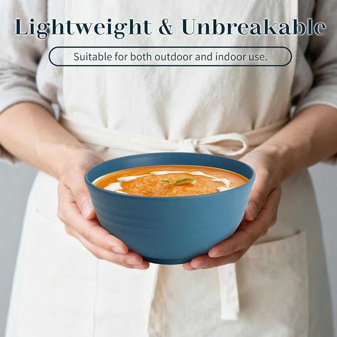 Bowls for Kitchen 8 PCS, Unbreakable Wheat Straw Bowl 26 OZ, Alternative to - Image 5