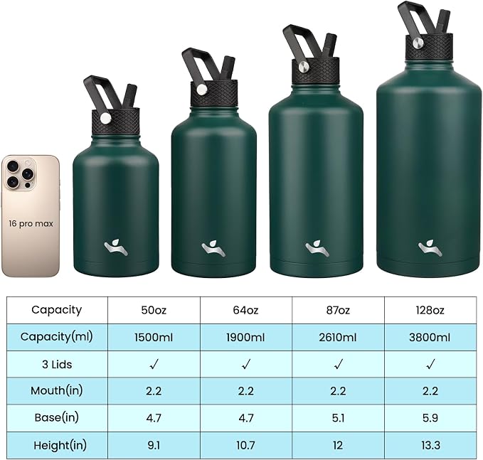 Konokyo 50 oz Insulated Stainless Steel Water Bottle Jug - Image 4