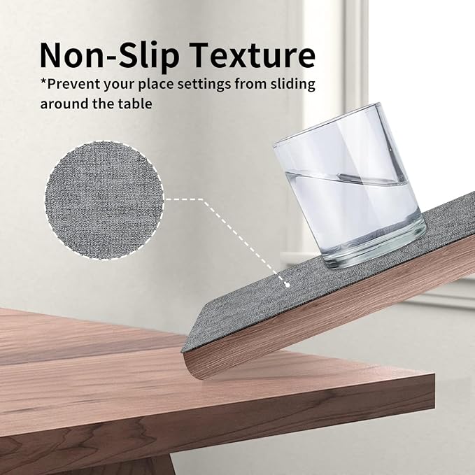 Maxpearl Faux Leather Placemats Set of 8, Light Grey | Waterproof - Image 4