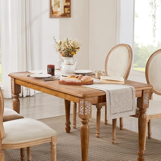 Rustic Burlap Table Runner, Coffee Table Runners 90 inches Long | Double Layer - Image 5