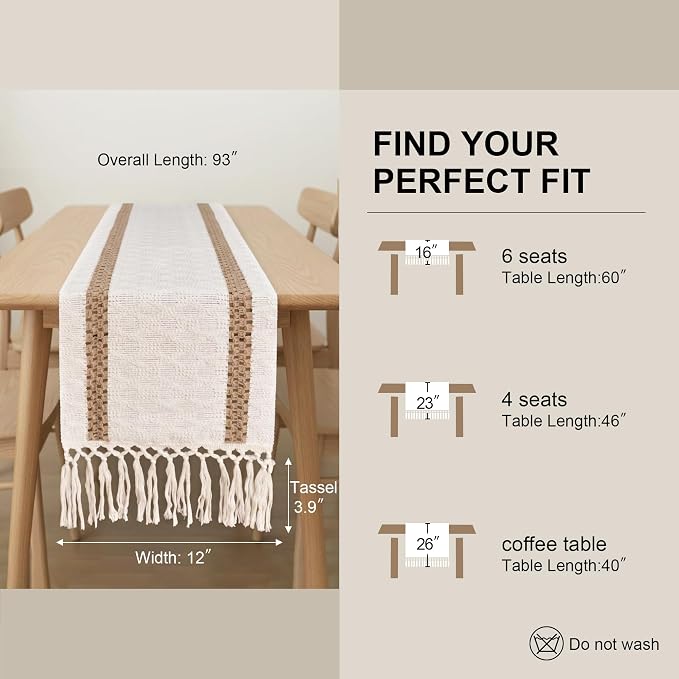 Fall Table Runner with Tassels for Coffe Table Home Decor 12x90 Inch | 90 - Image 2