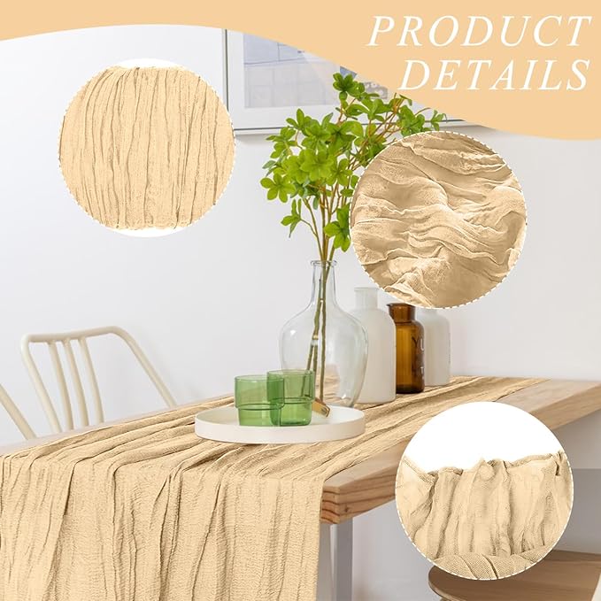 6 Pack Cheesecloth Table Runner 10Ft Christmas Gauze Boho Table Runners - Image 3