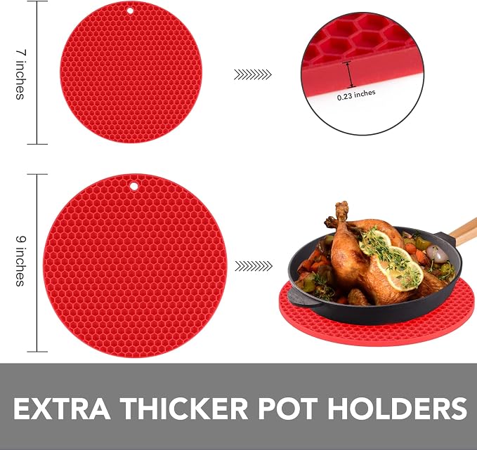 4 Pack Silicone Trivet for Hot Dishes | Heat Resistant Silicone Pot Holders for - Image 3