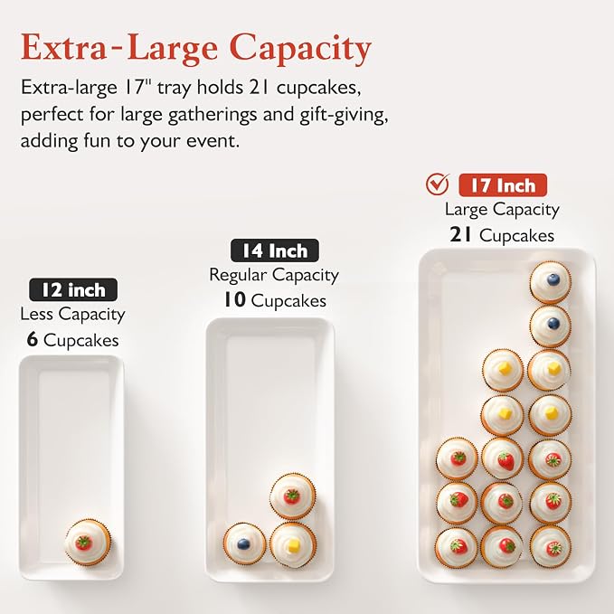 Bumusty 3-Pack Large Melamine Serving Trays Set, 17 x 8.6 in, Cookies and - Image 3