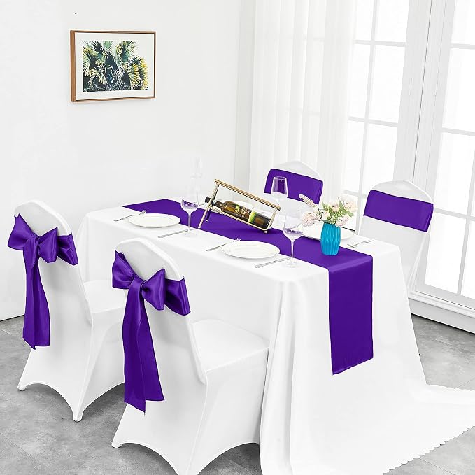 10-Pack Purple Satin Table Runner 12 x 108 Inch Long Bright and Smooth Silk - Image 5