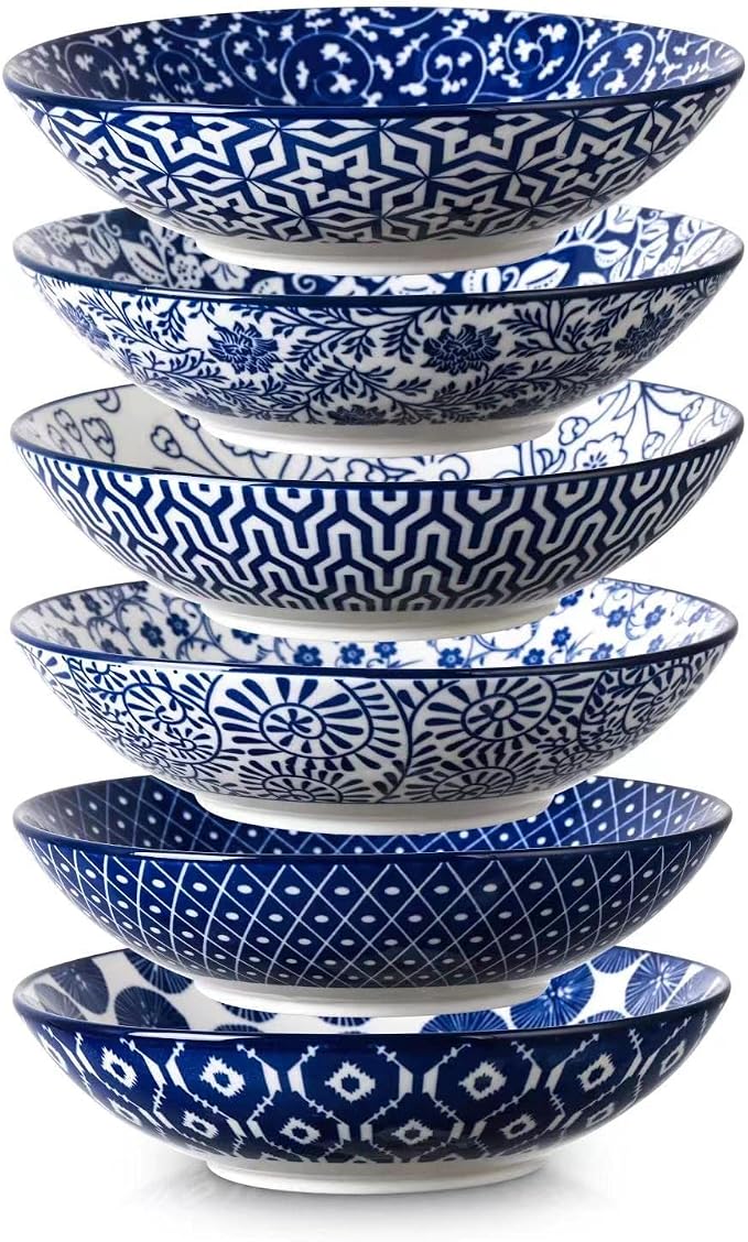 Selamica Ceramic 30oz Large Pasta Salad Bowls 8 Inch Wide and Shallow Soup Bowls by Selamica