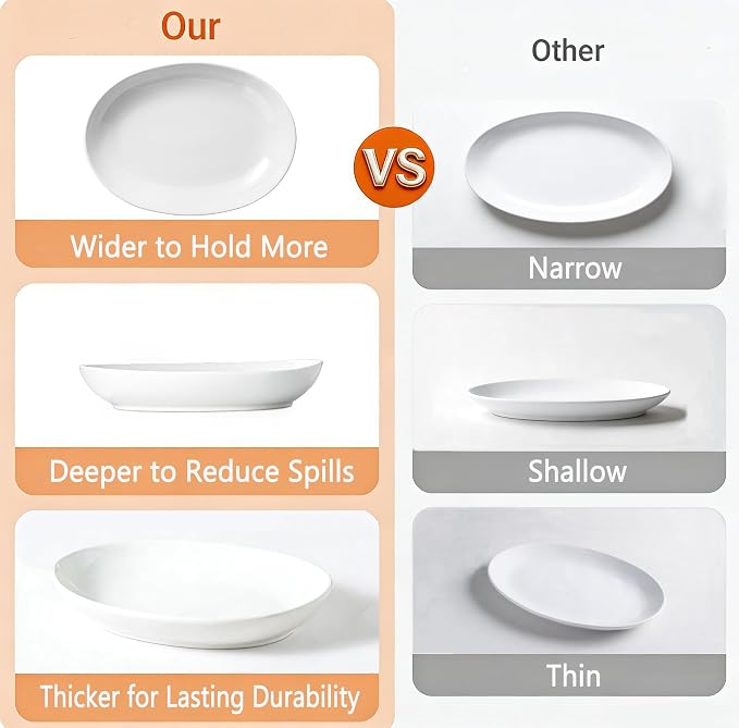 Oval Serving Platters Set of 2, Large Wide Ceramic Serving Dishes - Image 8