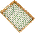 Rectangle Rattan Tray with Mother of Pearl Inlay, Rattan Serving Tray with by Tynulox