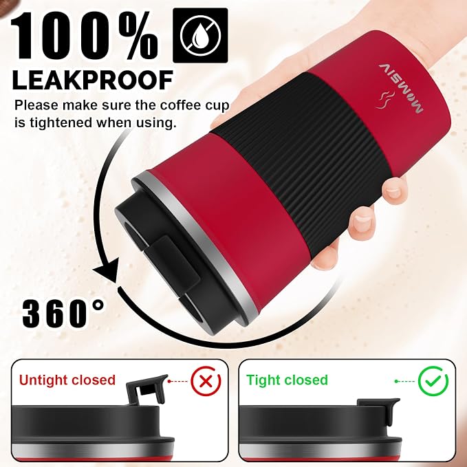 MOMSIV 12oz Travel Coffee Mug, Insulated Coffee Cup - Image 4