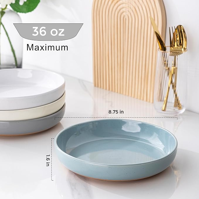 AmorArc 8.75'' Large Ceramic Pasta Bowls, 36oz Handpainted Stoneware Bowls Set - Image 2