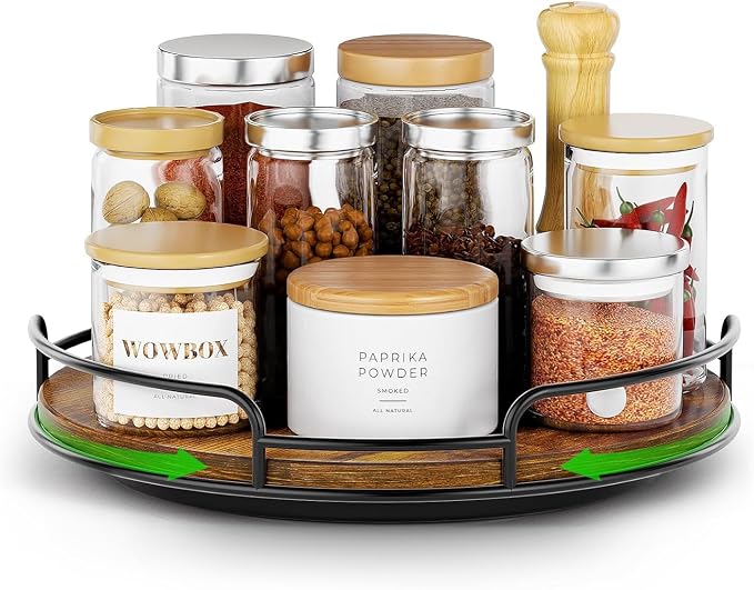 WOWBOX 9" Wood Lazy Susan Turntable Organizer by WOWBOX