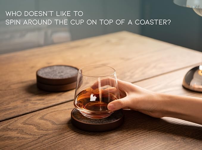 Wood Coaster for Drinks, 4.3 Inch, Absorbent and Insulation Felt Stackable Cup - Image 6