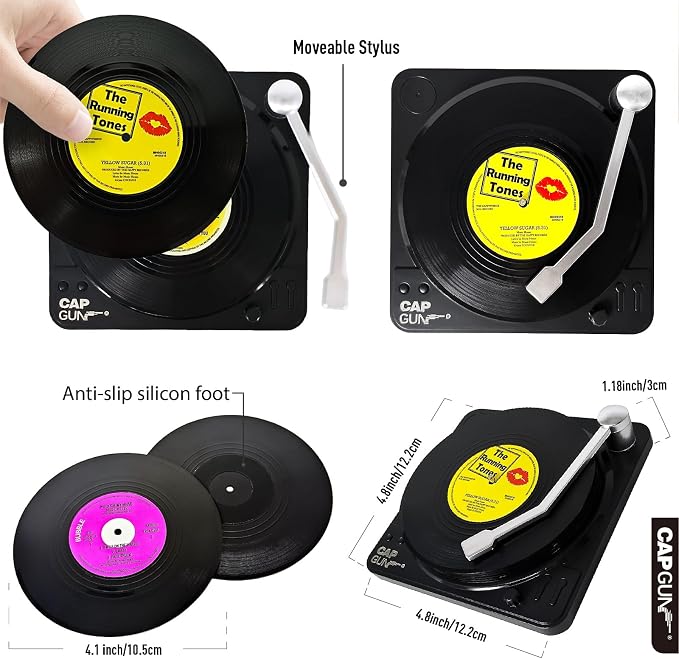 Funny Retro Vinyl Record Coasters, Creative Drink Coasters Set of 6 - Image 7
