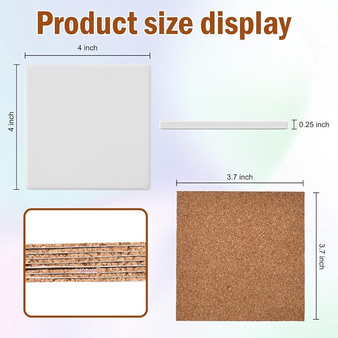 60 Pcs Ceramic Tiles for Crafts White Ceramic Coasters for Crafts Blank - Image 5