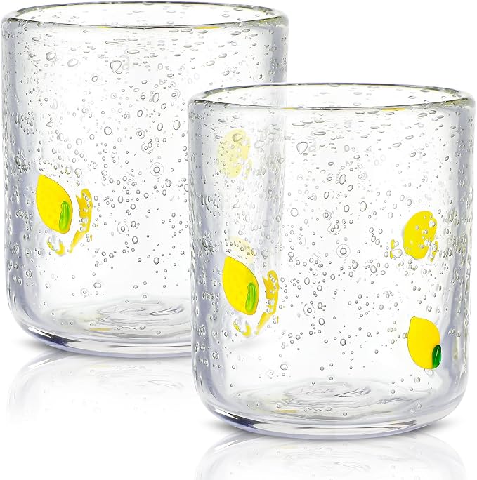 SiliFine 2 Pcs Lemon Icon Juice Glasses - 14oz Yellow Lemon Stemless Wine - Image 2