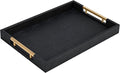 Black Faux Leather Large Square Tray by SYYSY
